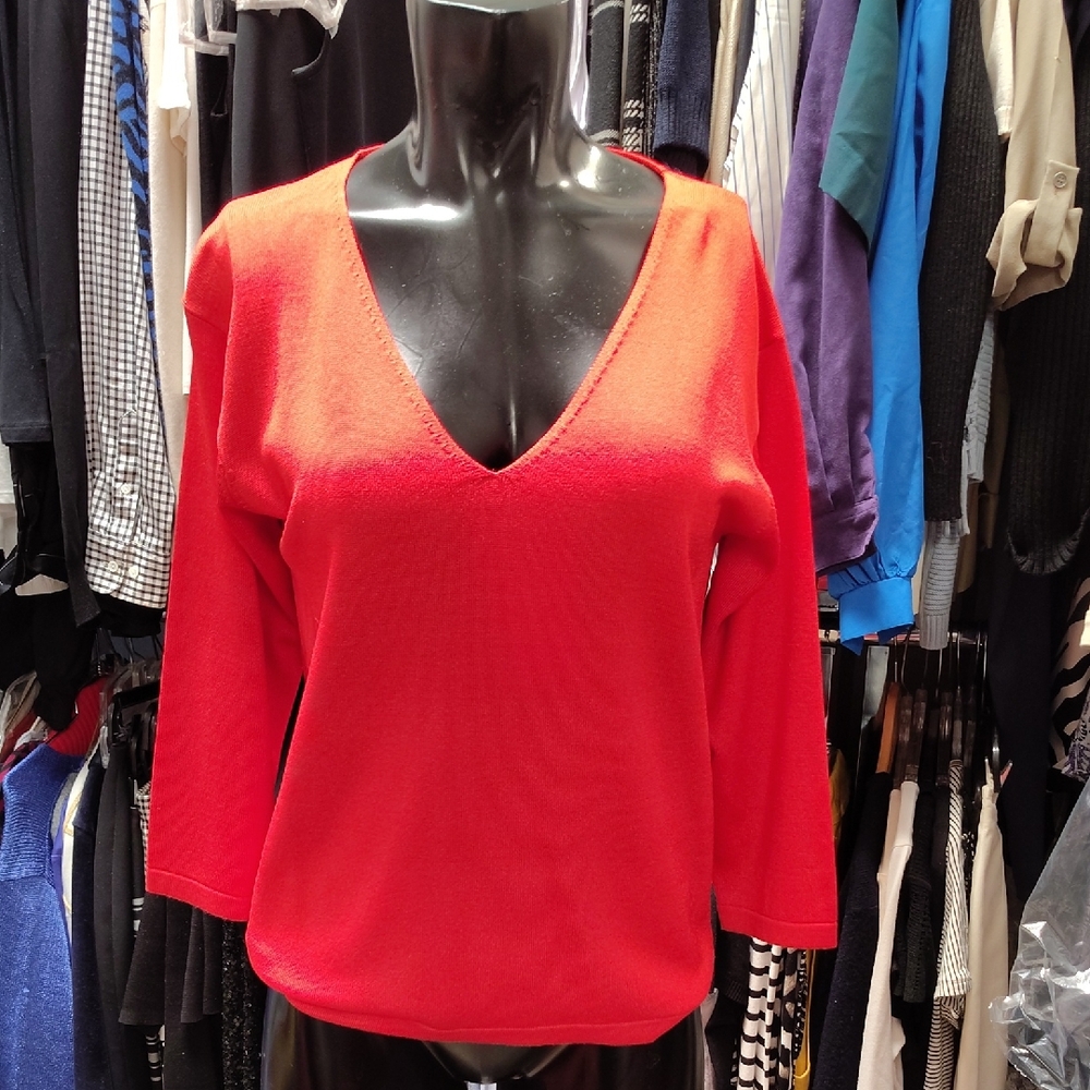 Chic Scarlet V-Neck Sweater for Women